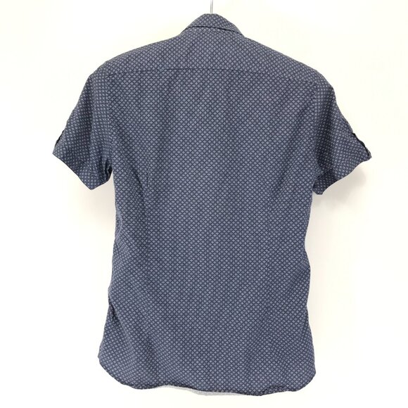 Ted Baker London Short Sleeve Button Down Shirt Men's Small Blue Geometric - Picture 5 of 12